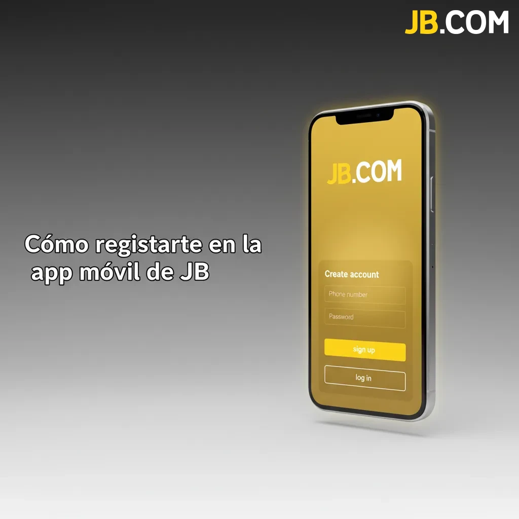 Ilustración con pasos para registrarte en la app JB: DNI a mano, email/teléfono, clave, ARS, límites, código y verificación