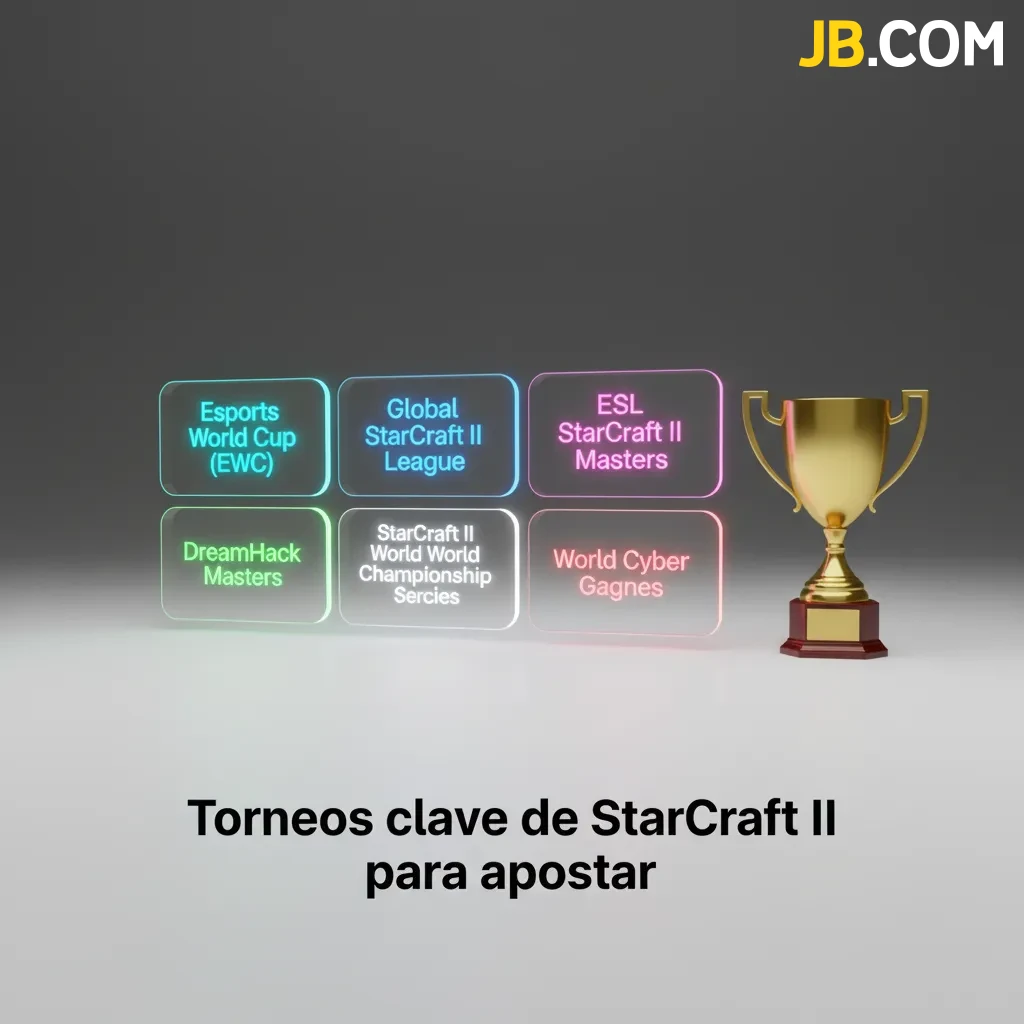 Collage de logos de grandes torneos de StarCraft II para apostar: EWC, GSL, ESL Masters, IEM Katowice.