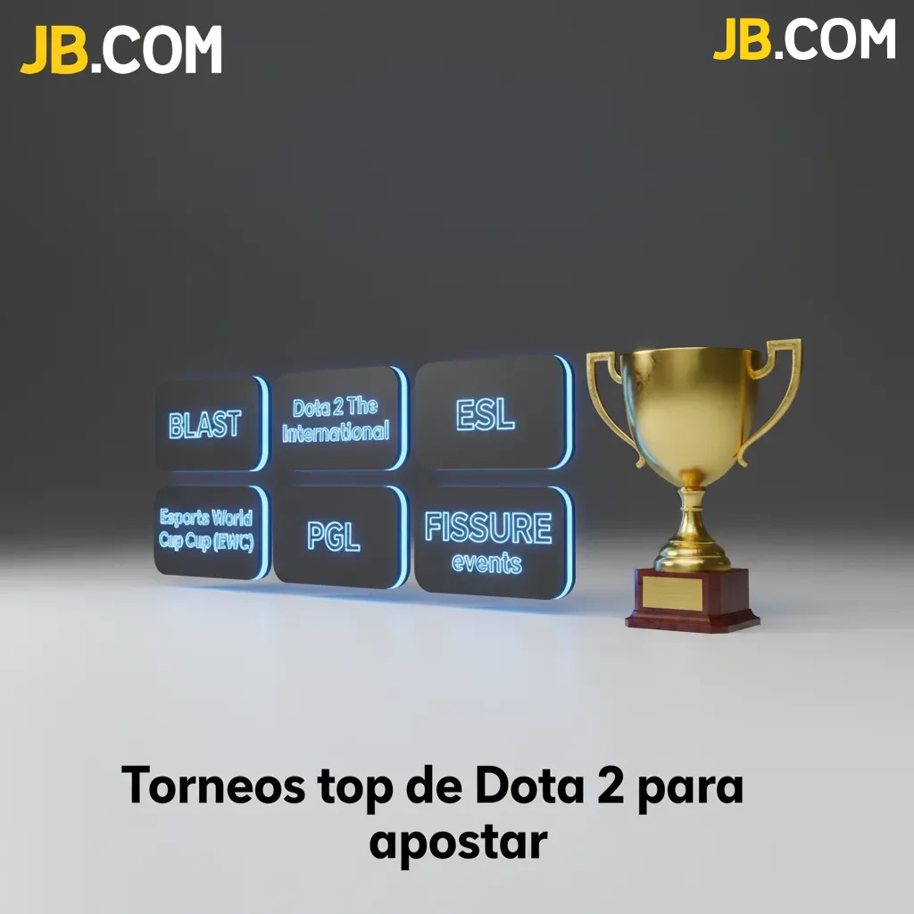 Collage de logos de los principales torneos de Dota 2 (TI, ESL, BLAST, PGL, EWC, FISSURE) y apuesta en vivo destacada.