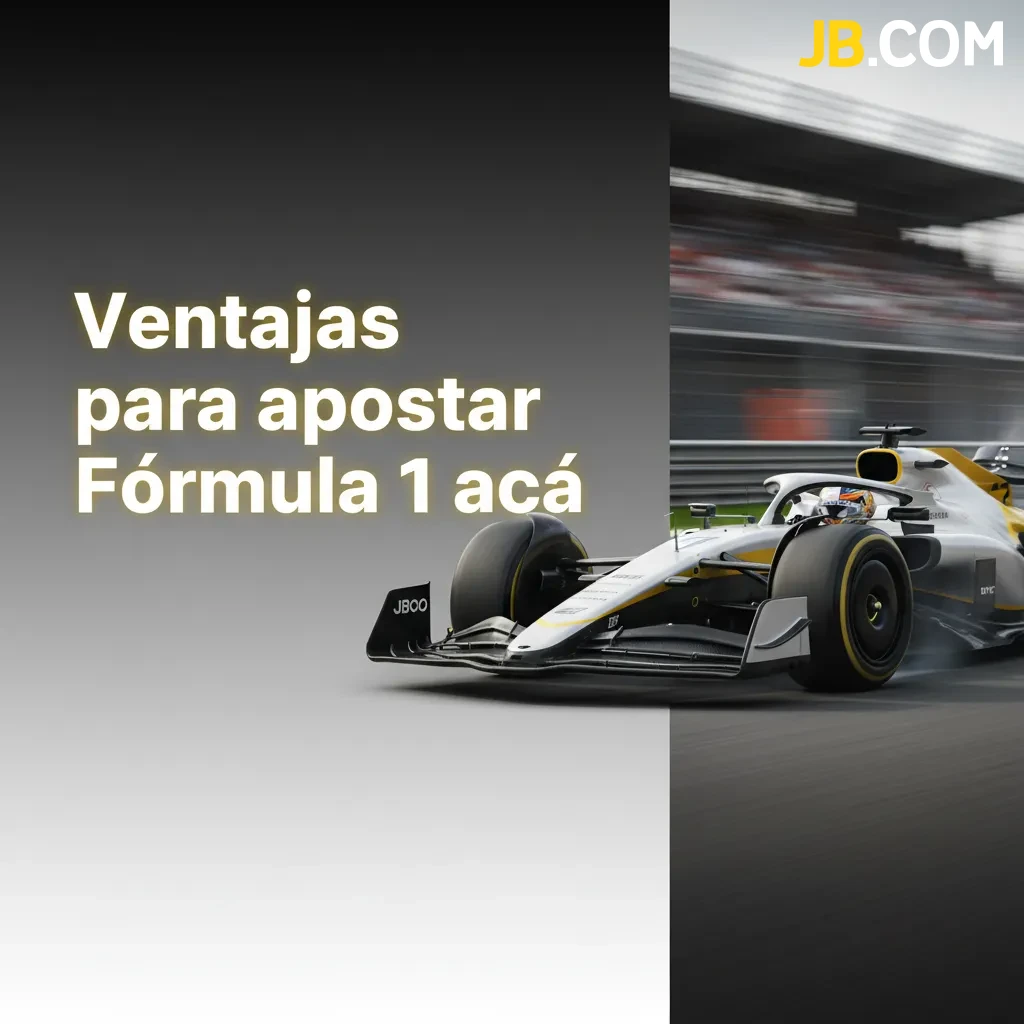 Banner de JB con ventajas para apostar F1: cuotas en vivo, mercados clave, cash out, calendario y juego responsable.