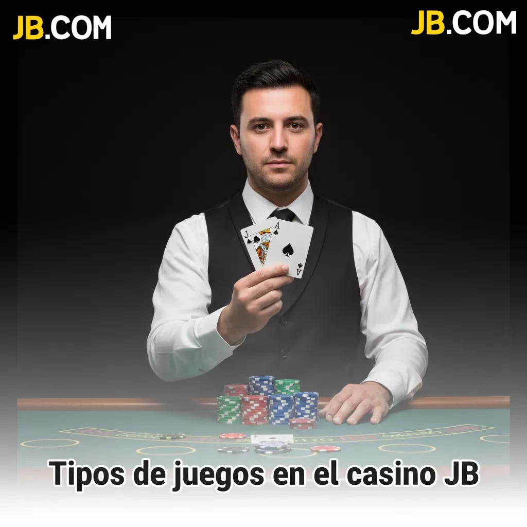 Panel de categorías de juegos en el casino JB: tragamonedas, crash, mesa, video póker, bingo/keno y raspa y gana.