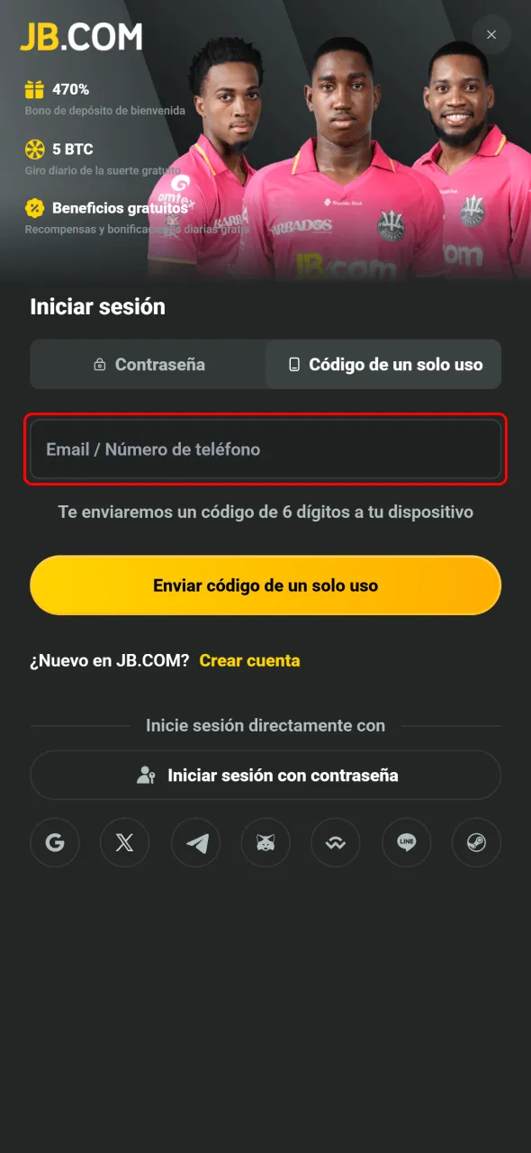 Completá el código 2FA y asegurá tu sesión en JB.