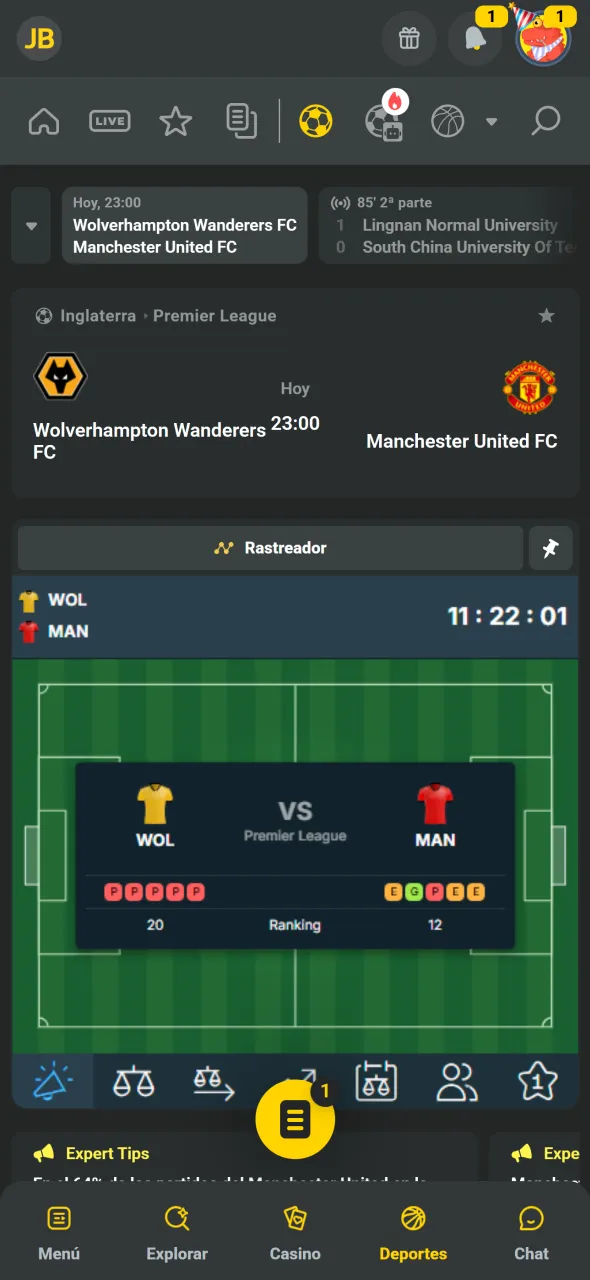 Seguí eventos en vivo usando la app de JB Argentina.