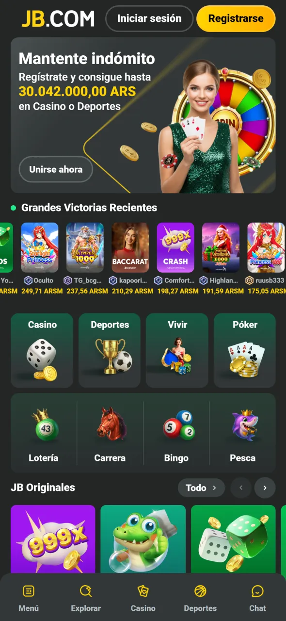 Abrí la app JB para comenzar el proceso de registro.