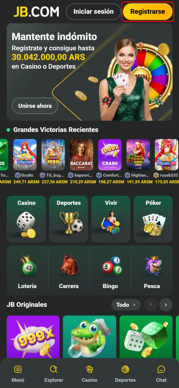 Elegí tu método de registro disponible en JB Argentina.
