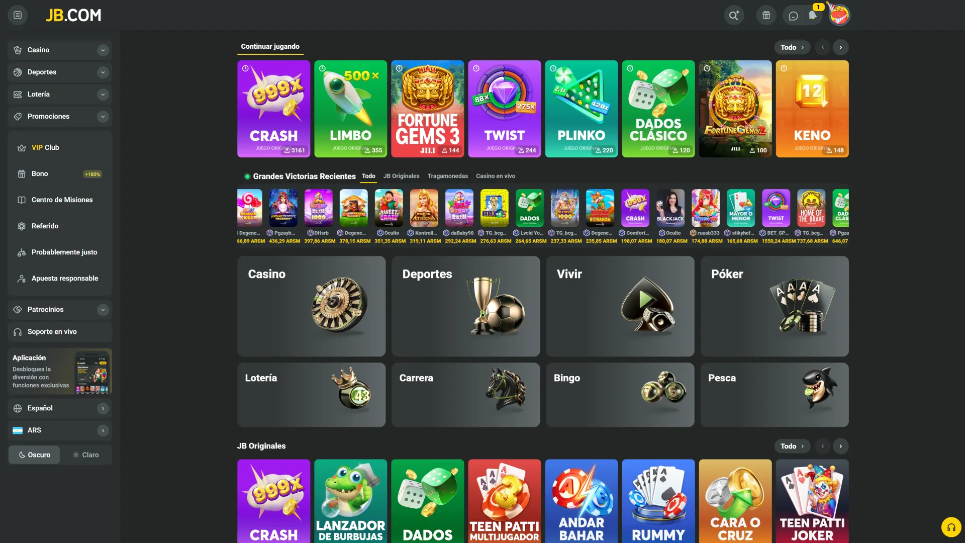 Jugadores de Argentina pueden registrarse en la app JB desde la computadora.