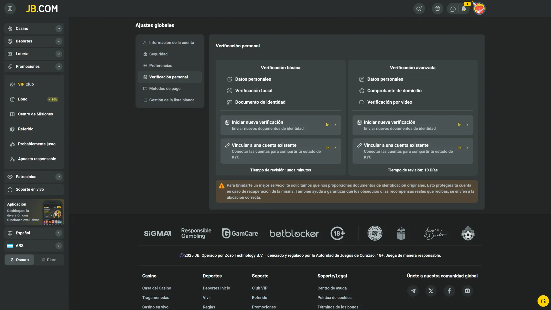 Jugadores de Argentina pueden activar seguridad adicional al usar JB.