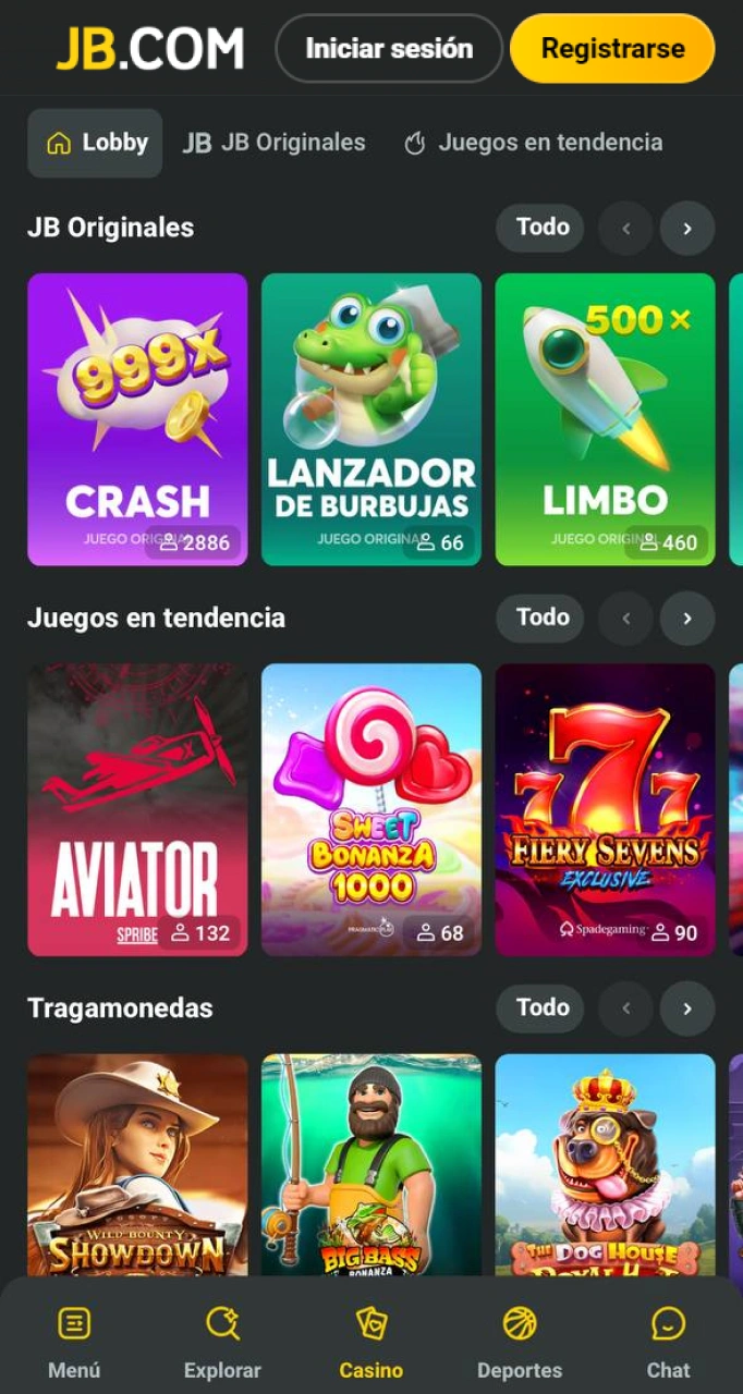 Disfrute de la amplia variedad de juegos de casino en la aplicación JB Casino en iOS.