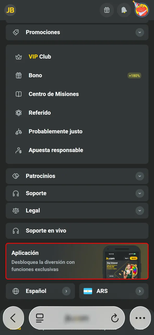 Accedé a la descarga iOS de JB desde el botón dedicado.