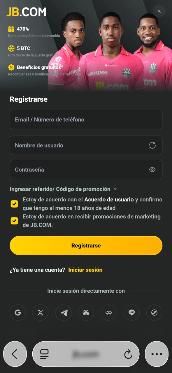 Jugadores de Argentina se registran en JB en segundos.