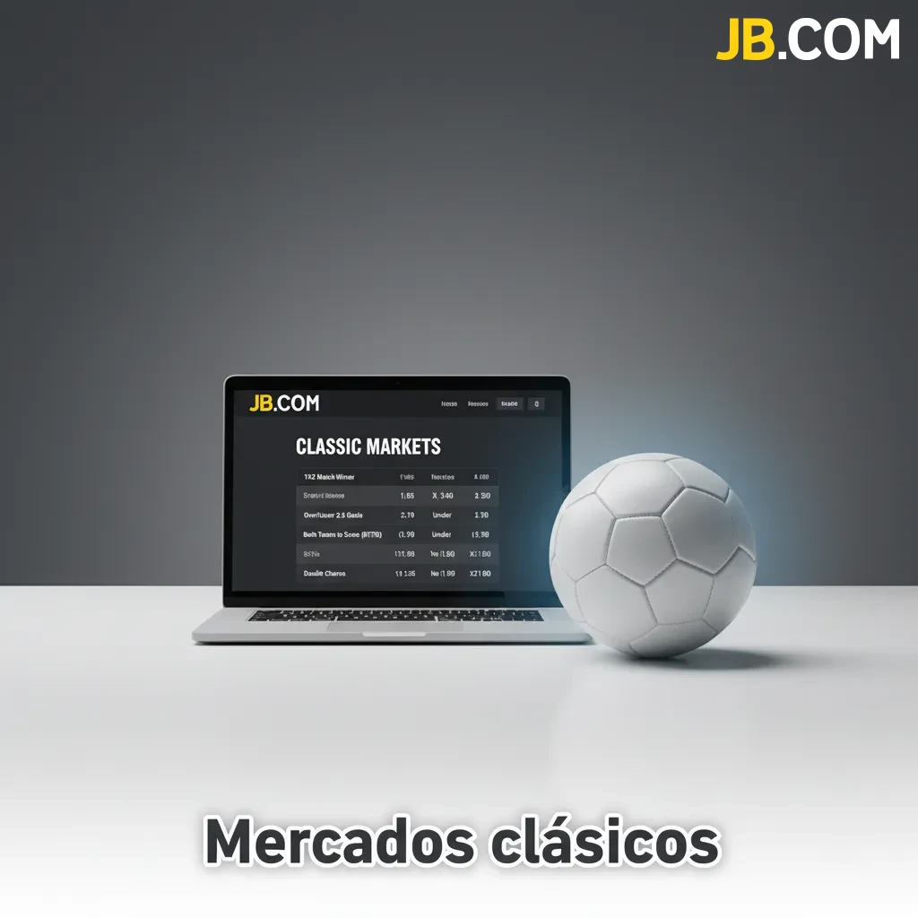 Gráfico Mercados clásicos: 1X2, doble oportunidad, totales, ambos anotan, hándicap, 1º/último gol, descanso/final — JB Casino en Argentina