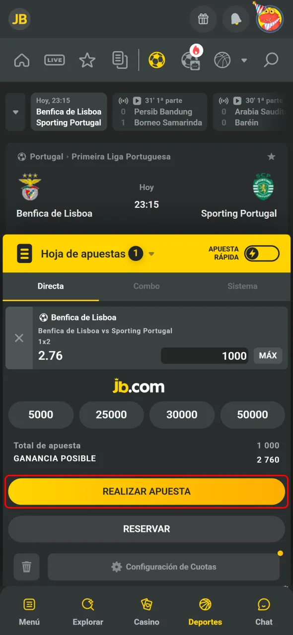 Confirmá tu jugada en JB como hacen muchos usuarios argentinos.