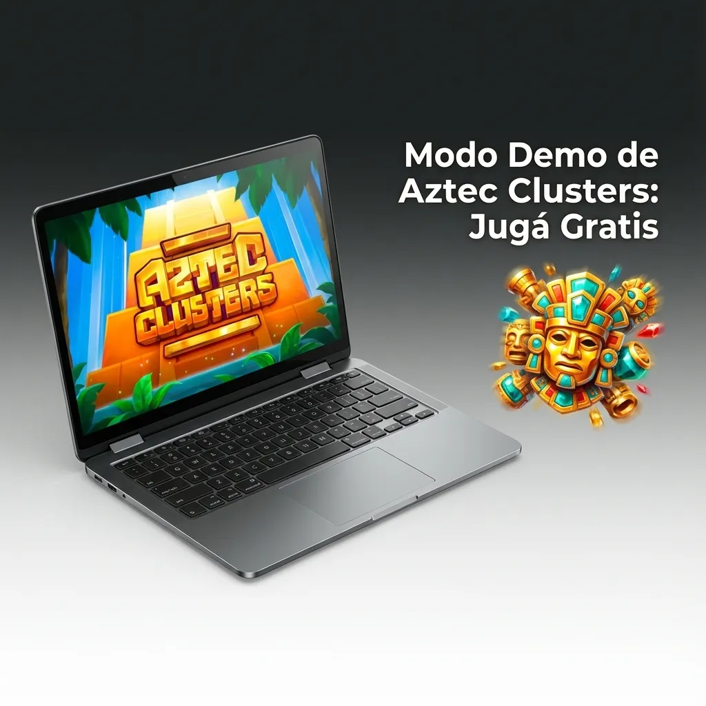 Pantalla del modo demo de Aztec Clusters mostrando símbolos aztecas, multiplicadores y créditos virtuales para jugar gratis